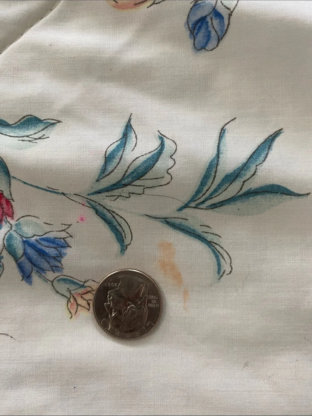 Laura Ashley Cream Floral Quilted Comforter‎ Blue Piping and Pink Blooms Vintage